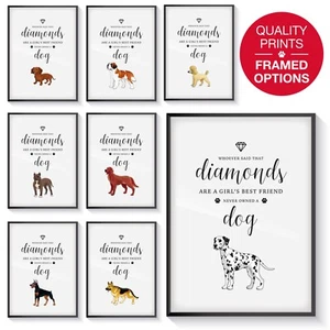 Dog Prints A4, A5 Framed and Unframed Options Pet Wall Art - Choose Your Breed - Picture 1 of 19
