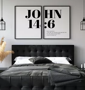 John 14:6, Bible Verse, Set of 2 Prints, Home Wall Art Decor - Picture 1 of 5
