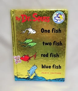 One Fish Two Fish Red Fish Blue Fish by Dr. Seuss Hardcover Book Gold Tone Foil - Picture 1 of 2