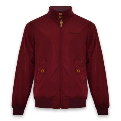Lambretta Harrington 2 Tone Bomber Jacket Burgundy Red LT1000 Tarton Full Zip