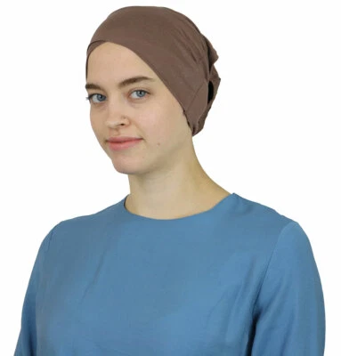 Lenço Modefa Jersey tubo cruzado capota - vison escuro - Imagem 1 de 3