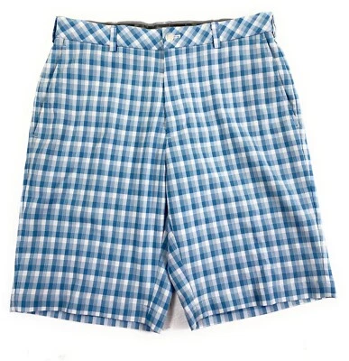 Pantalones Cortos de Golf Walter Hagen Para Hombre 11 Majors Frente Plano 10" Azul Cuadros 32 Foto 1 de 4
