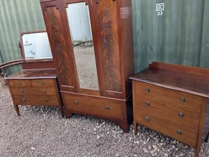 Antique Bedroom Furniture Set Wardrobe Chest Dressing Table Edwardian 3 Cumbria - Picture 1 of 17