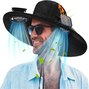 Solar & USB Powered Fan Outdoor Fishing Hat, Sunscreen Sun Hat with Dual Fan - Picture 1 of 21