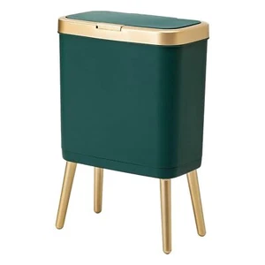 New- Trash Can with Lid,Small Bathroom Garbage Can with Lid, Plastic Tras - Picture 1 of 6