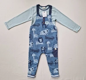 NEXT Tier Latzhose Body Baby Jungen blau Outfit 2-teiliges Set 18-24 Monate - Bild 1 von 4