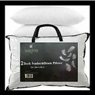 2 X Luxury Duck Feather & Down Pillows Comfortable Extra Filling Hotel Quality