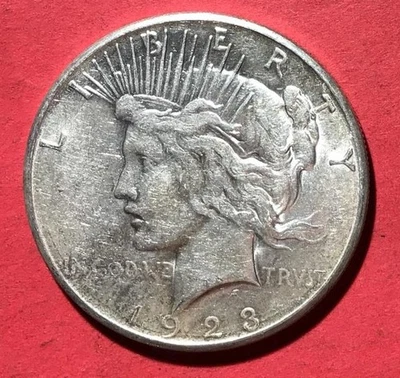 1923S US Peace SILVER Dollar! "San Francisco Mint" Choice AU! Old Coin! - Image 1 of 2