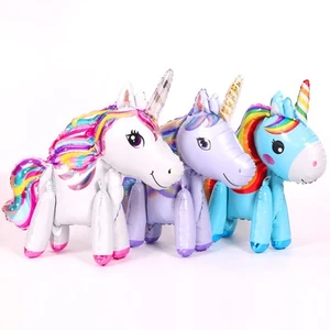 Happy Birthday Unicorn Balloons Figures Stand Cute Unicorn Foil Ballons Acces... - Picture 1 of 12