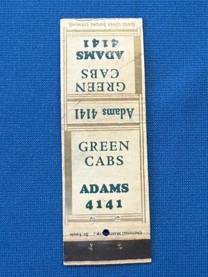 Green Cabs Taxi Advertising VTG Matchbook Cover Lt#2051 - Image 1 of 2