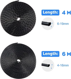 10 m Spiralkabelwicklung Kabel Ordnung Rohr 10 m Durchmesser 6 mm und 4 mm Drahtmanagement... - Bild 1 von 12