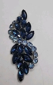 Vintage Juliana Stil blaue Kristall Brosche Anstecknadel 3,5" - Bild 1 von 5