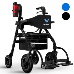 2 in 1 Rollator Rollstuhl Faltbar Leicht mit Sitz Gehhilfe für Senioren Outdoor - Bild 1 von 18