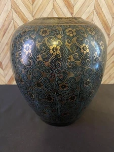 PRECIOSO jarrón Kutani Satsuma verde azulado, dorado [artículo 219] - Imagen 1 de 4