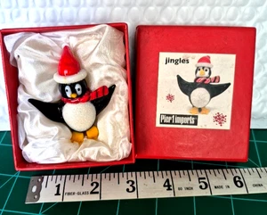 Pier 1 Imports Jingles Penguin Christmas Glass Art Figurine  2.5”  - Picture 1 of 8