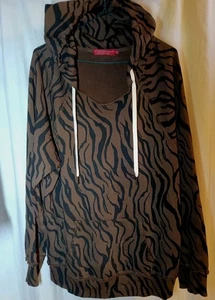 Sudadera con Capucha n.Philanthropy Estampado de Cebra Animal Atletica Borde Deshilachado Mujeres Talla L Bolo - Imagen 1 de 12