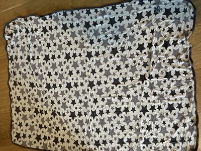 Aden + Anais White 2-Ply Baby Blanket 38x38 Gray Star Pattern - Image 1 of 3