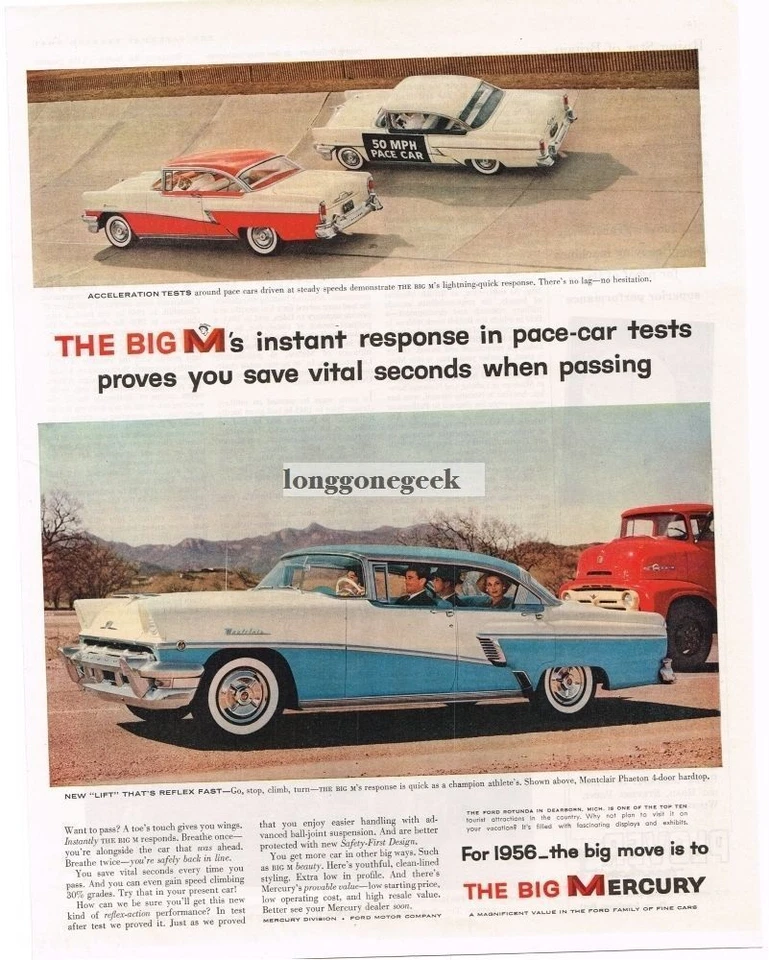 1956 Mercury Montclair Phaeton azul 4 portas HT anúncio impresso vintage - Imagem 1 de 1