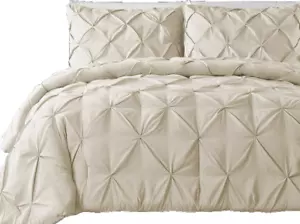 3 Pcs 800 Thread Count Pinch Duvet Cover 100% Egyptian Cotton Super King Ivory - Picture 1 of 9