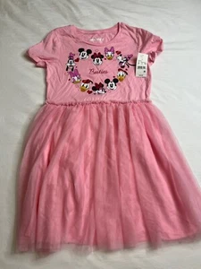 Disney Girls Pink Besties Mickey Minnie Mouse Goofy Daisy Duck Dress Size Large - Picture 1 of 6