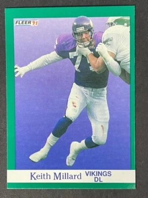 1991 Fleer Football KEITH MILLARD # 287 - MT - Image 1 of 2