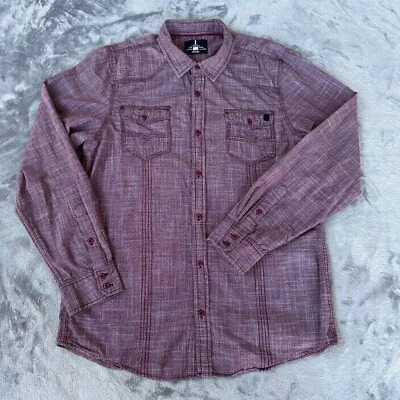 Camisa Jeans By Buffalo Para Hombre Extra Grande Manga Larga Rojo Oscuro Abotonada Algodón Foto 1 de 4