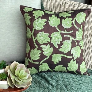 Decorative Throw Pillow Cover Brown 16"x16", Couch Decor Silk - Tulip Tropicava - Picture 1 of 10