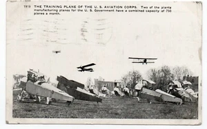 Postal de la Primera Guerra Mundial de 1918 que muestra aviones de entrenamiento del Cuerpo de Aviación de los Estados Unidos Pensacola - Imagen 1 de 2