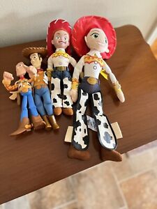 Lot of 4 Disney Pixar Toy Story Sheriff Woody & Jessie Dolls (plush & plastic)