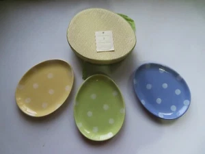 3 Williams & Sonoma Spotted Easter Egg Oval Plates - NIB - 1 Plate Missing - Picture 1 of 6
