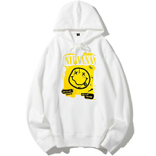 Unisex Nirvana Smile Face Print Hoodie Pullover Hooded Sweatshirt Long Sleeve XL