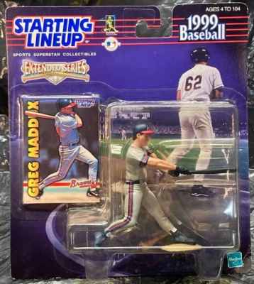 NUEVO DE COLECCIÓN Greg Maddux Braves 1999 Starting Lineup Series Figura y Tarjeta de Coleccionistas Foto 1 de 2