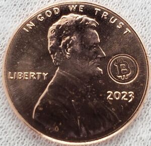2023 Lincoln Shield Cent No Mint Mark BU Penny-Bitcoin Counterstamp Lucky Coin!
