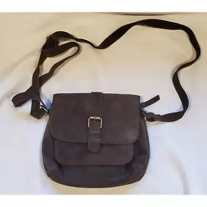 Small 9"×8" Fat Face Chocolate Brown Suede Leather Crossbody Purse EUC - Picture 1 of 15