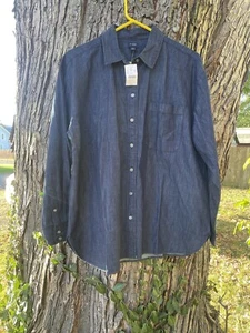 J.Crew Dark Blue Indigo Mid Weight denim Button shirt Sz L NWT NEW $89.50 - Picture 1 of 9