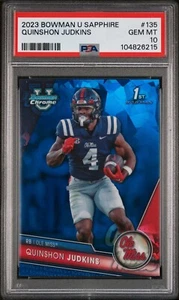 2023 BOWMAN UNIVERSITY CHROME SAPPHIRE #135 QUINSHON JUDKINS PSA 10 - Picture 1 of 2