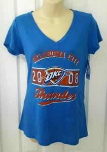 OKLAHOMA CITY THUNDER Womens T Shirt Size Small Distressed Logo Majestic Threads - Picture 1 of 2