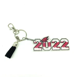 2022 Graduation Pink White Black Acrylic Key Chain Key Fob - Picture 1 of 4