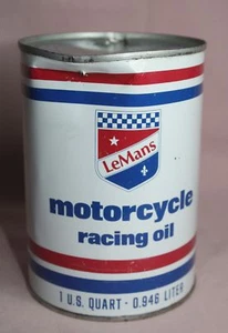 De colección.  LEMANS CORP. LATA DE ACEITE DE CARRERAS DE MOTOCICLETAS / LATA EDGERTON WIS. 1 CUARTO DE GALÓN EE. UU. - Imagen 1 de 6