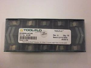 10pc) ToolFlo FLT 3L AC3R Top Notch Coated Carbide 60° V Threading Inserts NT 3L - Picture 1 of 2