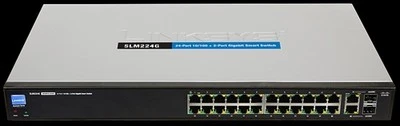 CISCO LINKSYS SLM224G BUSINESS 24-PORT 10/100 2-PORT GIGABIT SMART SWITCH - Image 1 of 2