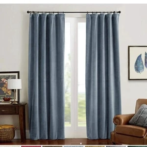 New Eclipse Harper Velvet Blue Absolute Zero Blackout Panels (Pair) - Picture 1 of 4