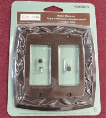 Cubierta de interruptor de luz 2 bandas Allen + Roth # 0364629 bronce frotado con aceite oscuro  Foto 1 de 3