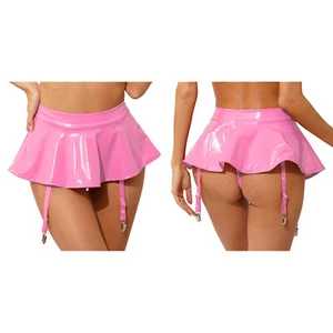 UK Womens Garter Belts Miniskirt Suspender High Waist Fancy Lace Flower Lingerie - Picture 1 of 43
