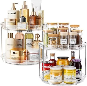 2 Pack 2 Tier Organizer 10.6'' Rotating Spice Rack for Kitchen, Bathroom, Makeup - Picture 1 of 6