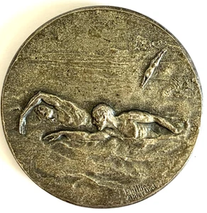 White Metal HMS Royal Arthur Swimming Medal, Inscribed Phillips Aldershot, 34.4g - Picture 1 of 3