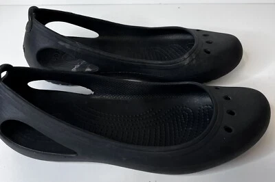 Crocs Mujer Negro Lina Cuña Sin Cordones Talla 10 Excelente Comodidad Foto 1 de 4