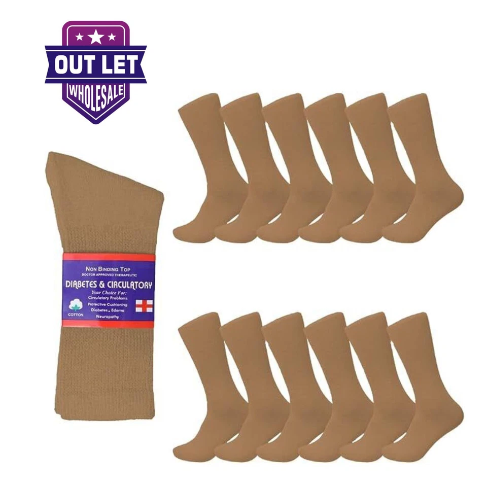 6-12 pares de calcetines para diabéticos de algodón circulatorio de salud talla 9-11, 10-13, 13-15 Foto 1 de 4