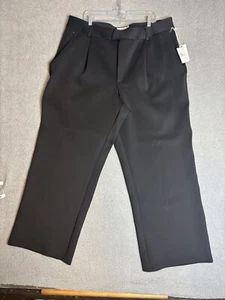 Good American Womens 20 High Rise Pleated Wide Leg Pants Trousers Black Suiting - Picture 1 of 13