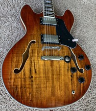 firefly guitar electric hollow ff338 semi spalted maple finish rare